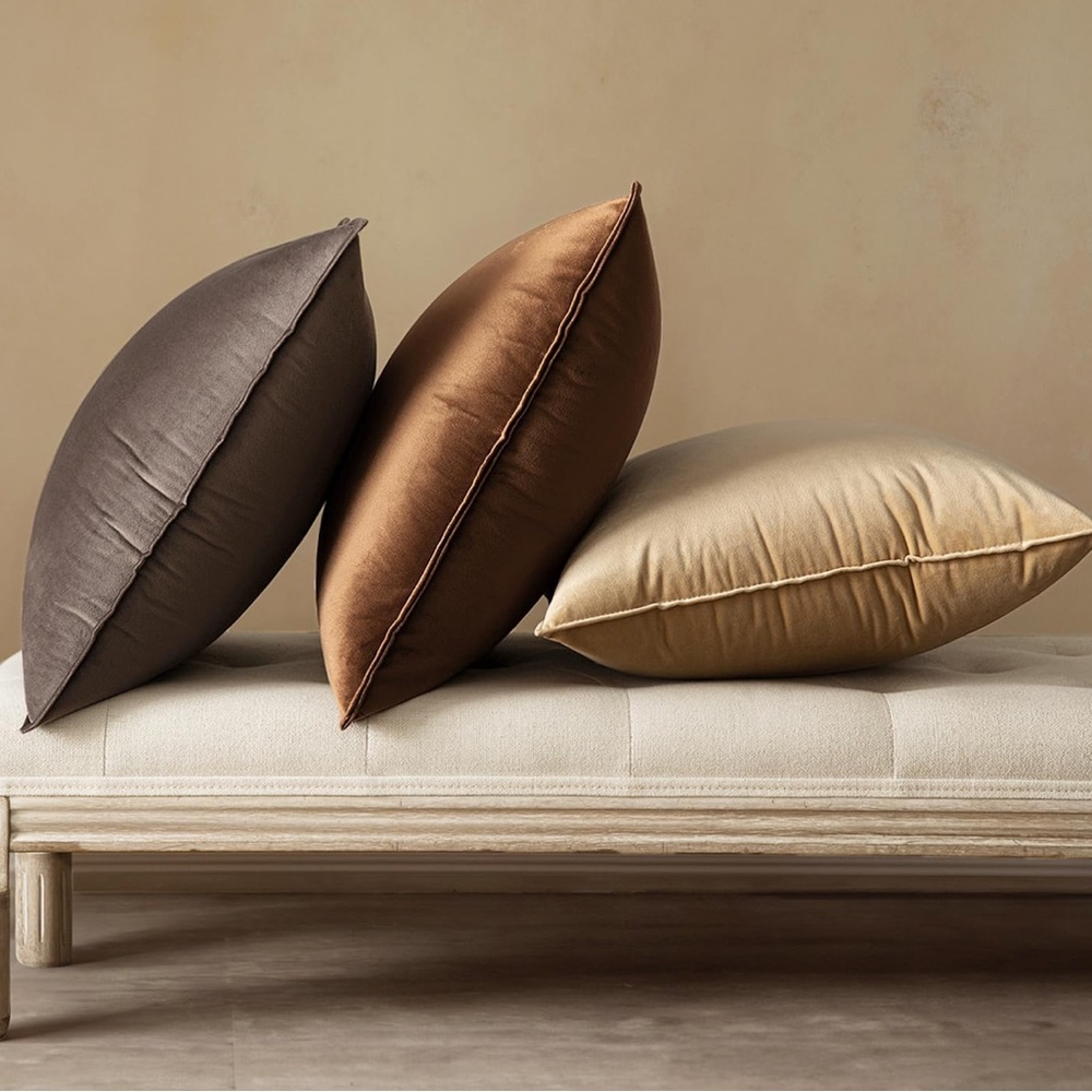 🆕 Chocolate Brown VELVET Euro Accent Pillow Covers Luxury High End Hotel Vibes - Picture 6 of 9